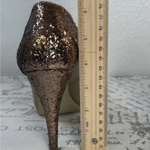 Style & Co NAVEAH Women’s Size 7.5 Open Toe Pumps Taupe Tan Bronze Glitter Heel - Picture 5 of 7